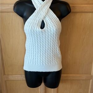 White Cable Knit Halter Top